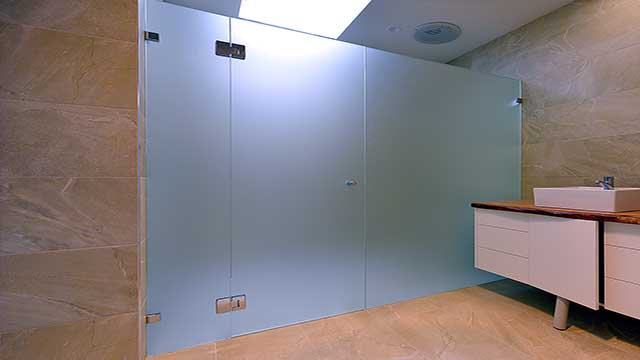 ATMOS™ - Frameless Glass Shower Screen - Frosted Non See Through Glass - In Situ Tile Floor Shower Base - Lavers Hill - Supplied & Installed by - geelongsplashbacks.com.au