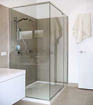MODE™ - Semi Frameless Shower Screen - Beige Bathroom Tiles - Bannockburn - Supplied & Installed by - geelongsplashbacks.com.au